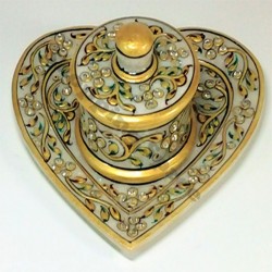 Marble Dry fruit Cup and Tray (Heart Shape)